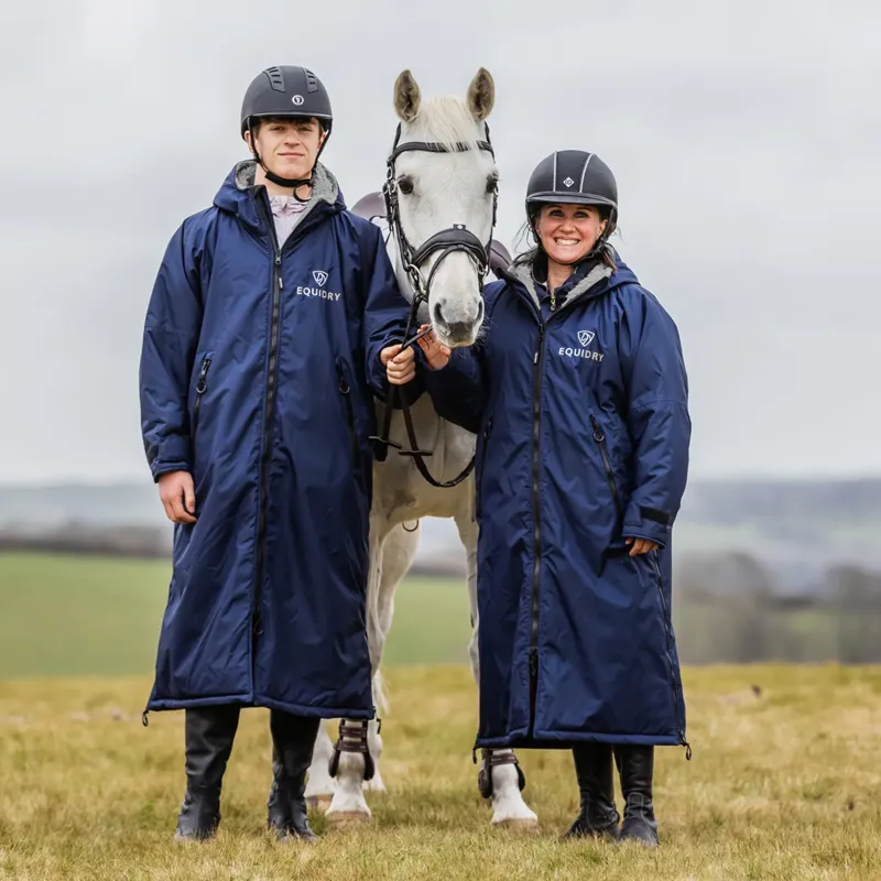 Equidry All Rounder Jacket with Fleece Hood in Navy and Grey-2
