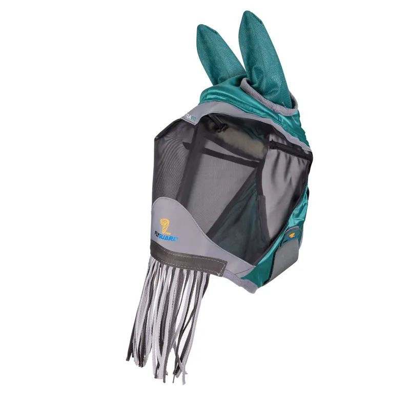 Flyguard Deluxe Fly Mask with Nose Fringe in Green