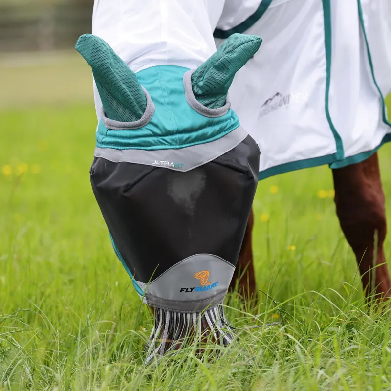 Flyguard Deluxe Fly Mask with Nose Fringe in Green-1