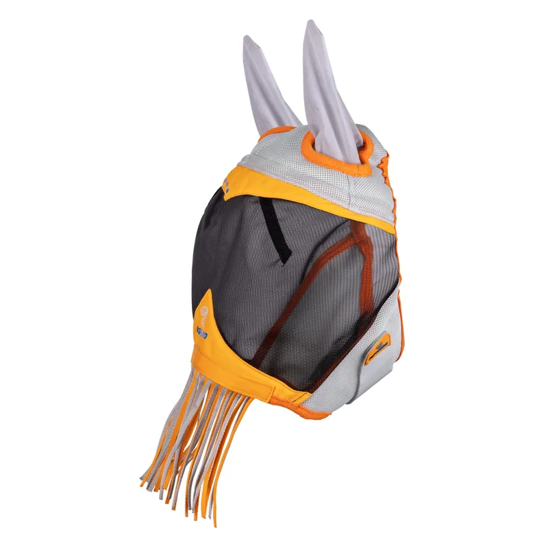 FlyGuard Pro Air Motion Fly Mask With Ears and Fringe in Orange