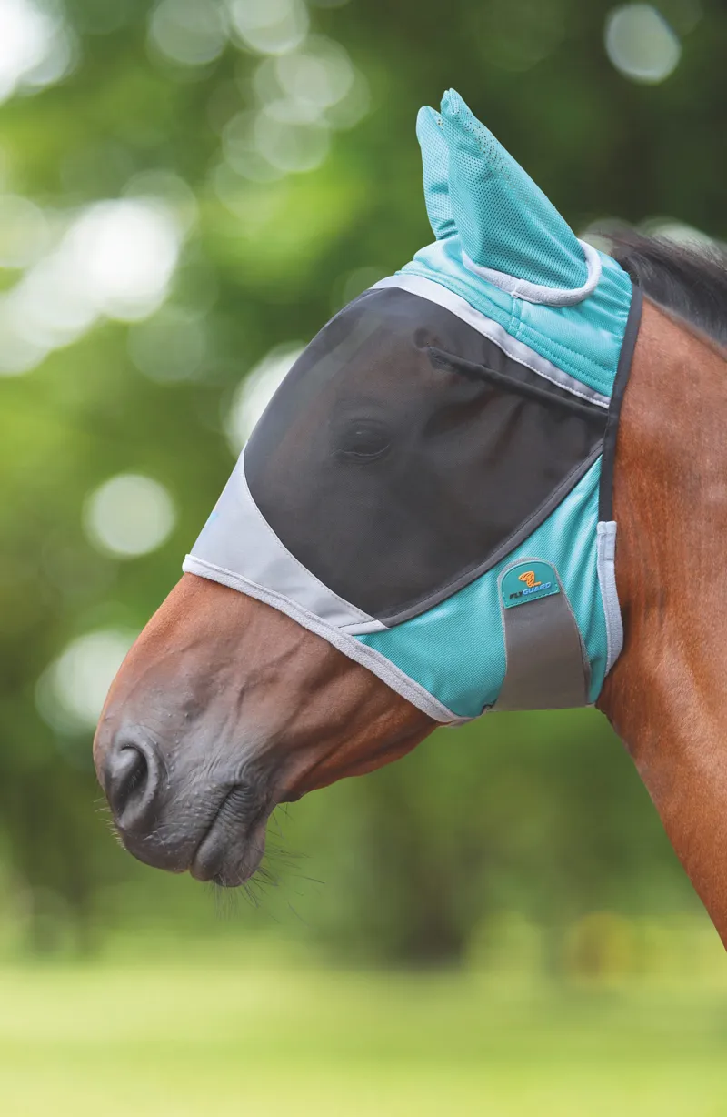 FlyGuard Pro Deluxe Fly Mask With Ears in Green-1