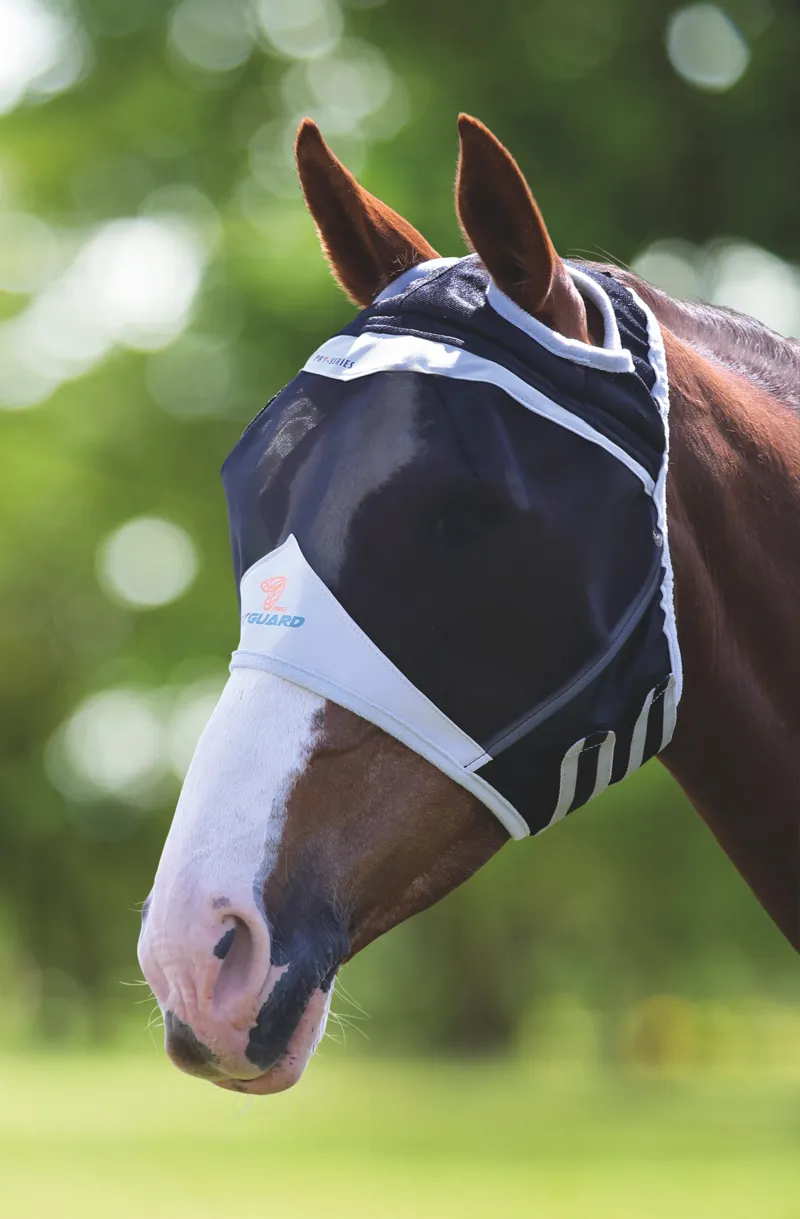 FlyGuard Pro Fine Mesh Fly Mask With Ear Hole in Black