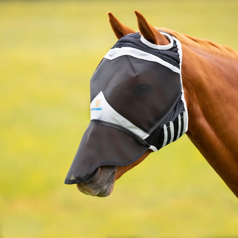 FlyGuard Pro Fine Mesh Fly Mask With Ear Hole and Nose in Black-2
