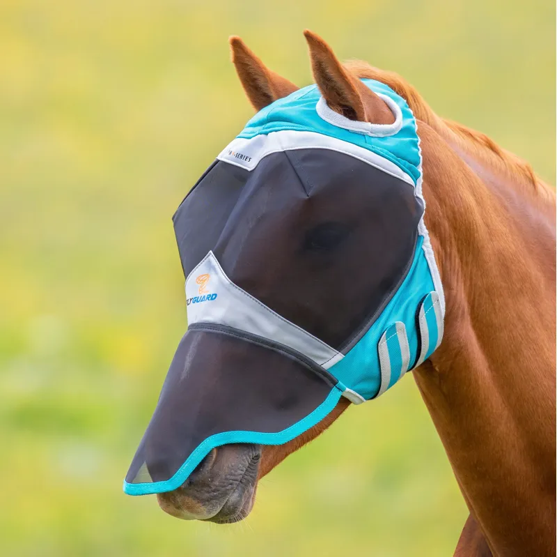 FlyGuard Pro Fine Mesh Fly Mask With Ear Hole and Nose in Blue-1