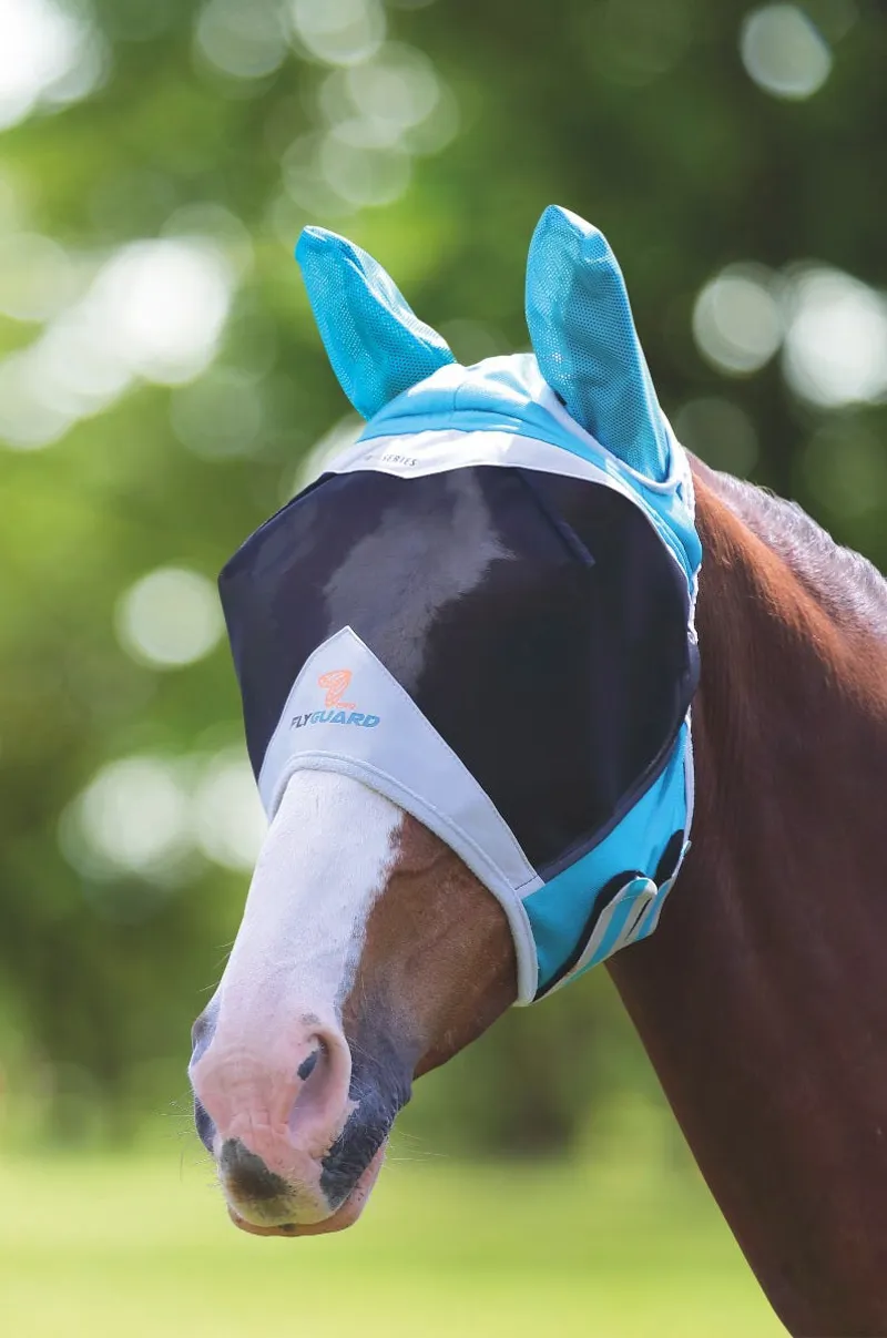 FlyGuard Pro Fine Mesh Fly Mask With Ears in Teal-1