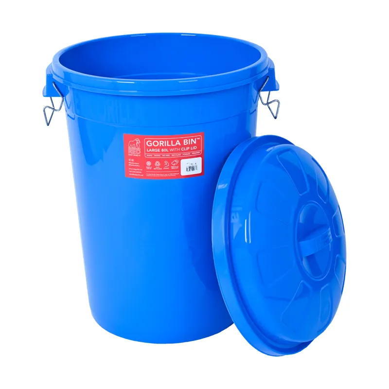 Red Gorilla Bin With Clip Lid 80L in Blue