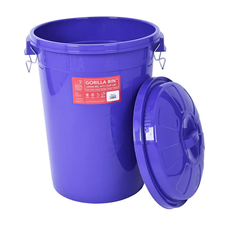 Red Gorilla Bin With Clip Lid 80L in Purple
