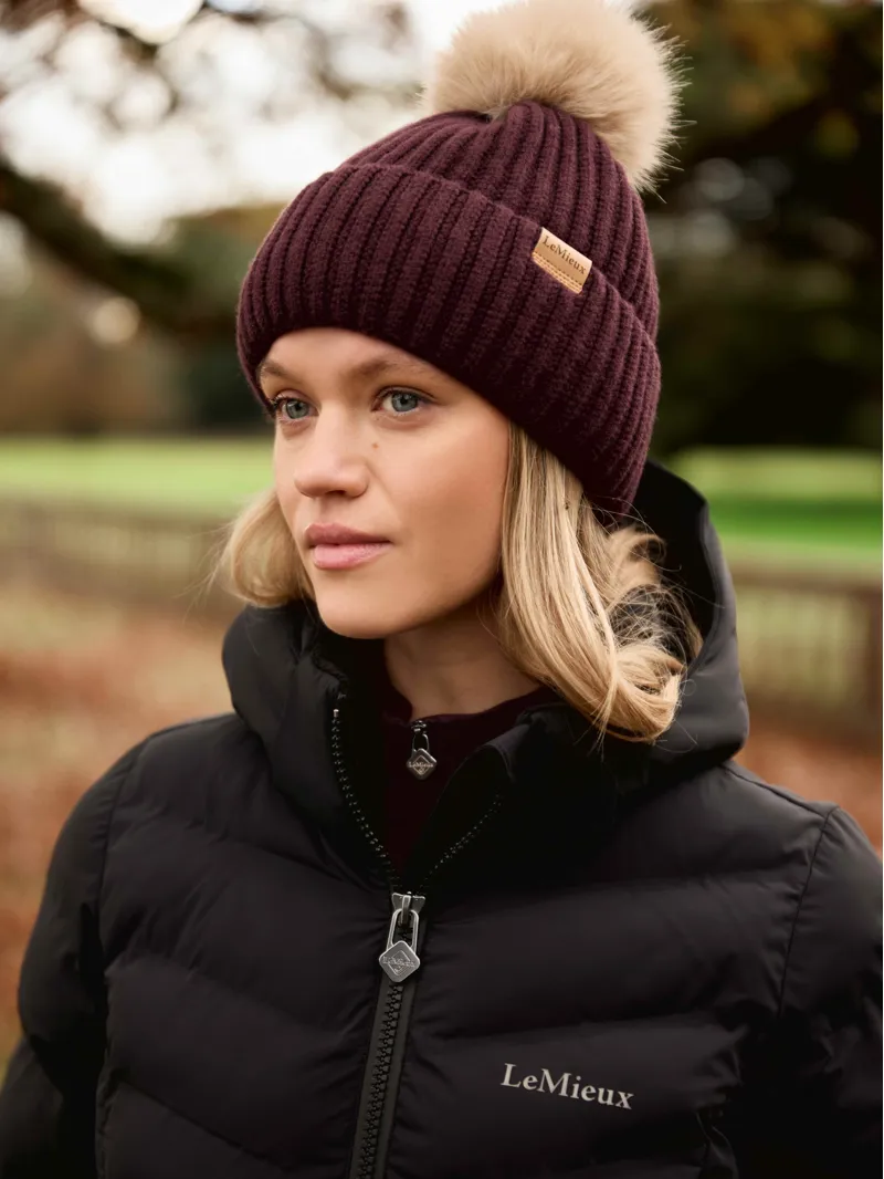 LeMieux Clara Rib Beanie in Damson-1