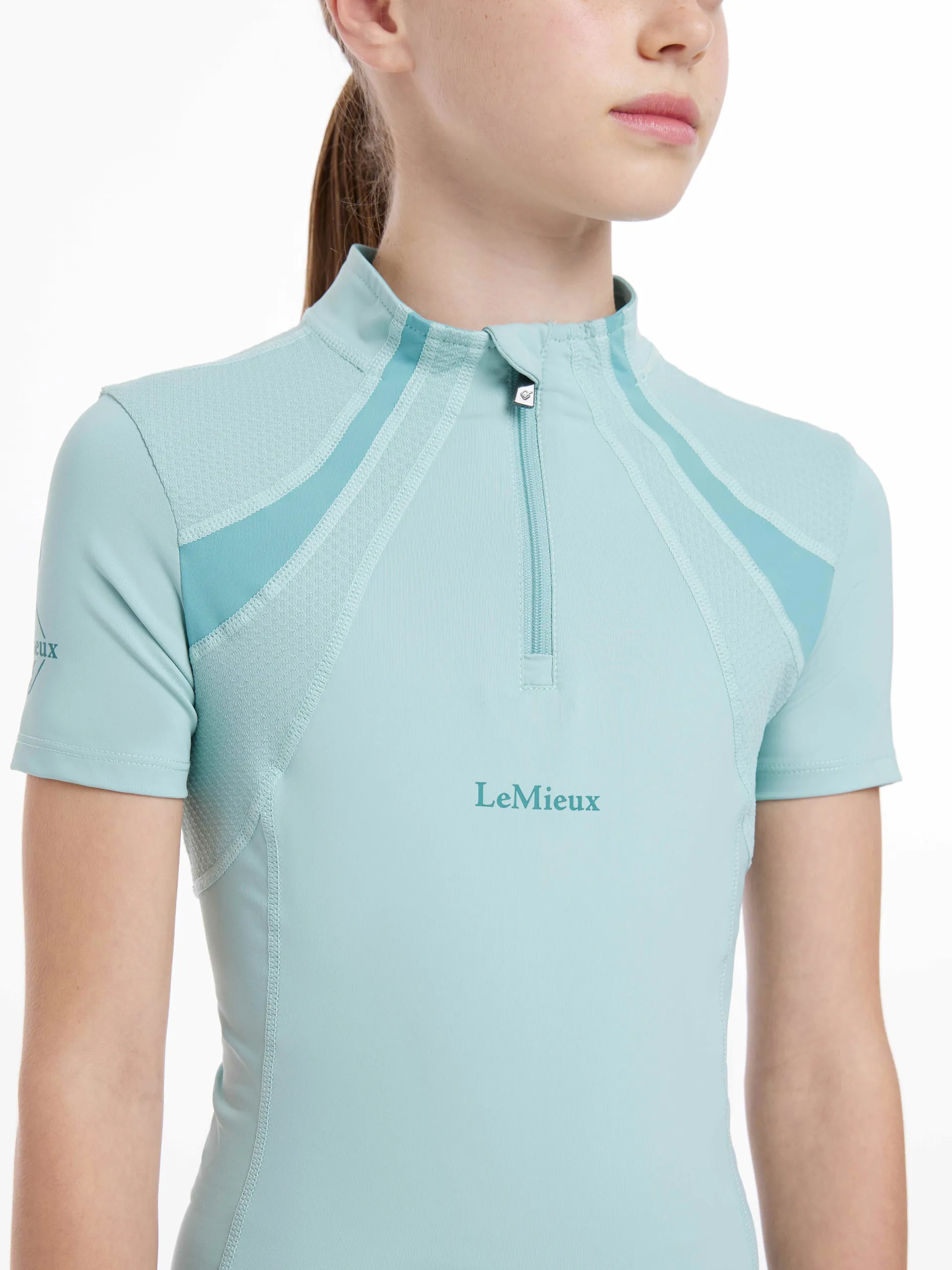 LeMieux Young Rider Short Sleeve Mia Mesh Baselayer in Aqua