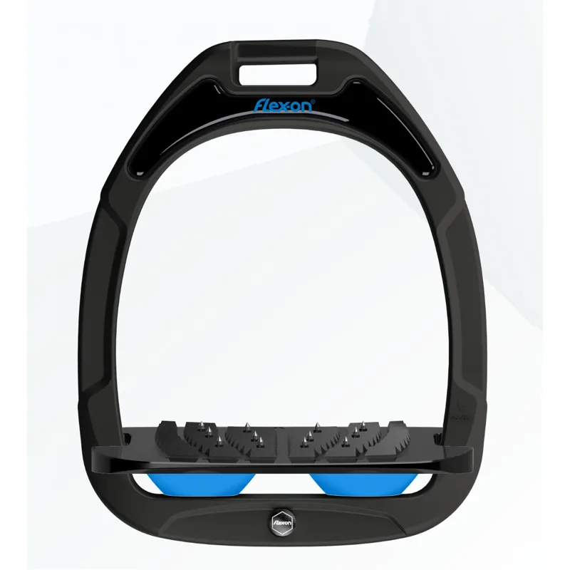 Flex-On Green Composite Inclined Ultra Grip Stirrups in Black/Black/Light Blue