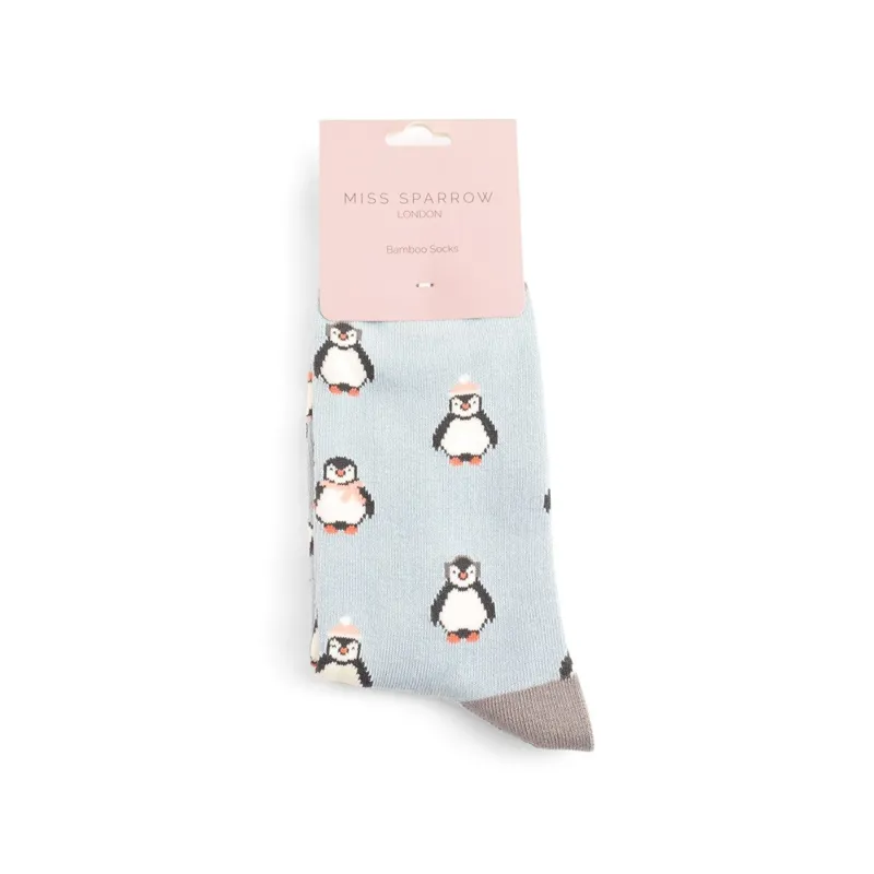 Miss Sparrow Baby Penguins Socks in Powder Blue