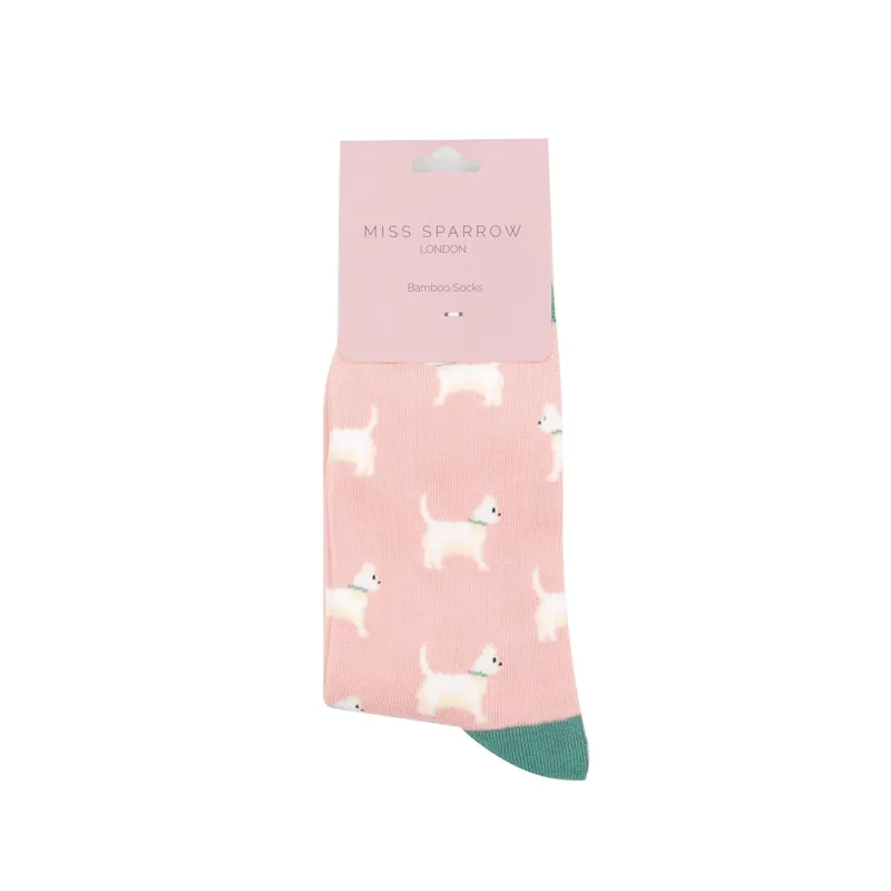 Miss Sparrow Cute Scottie Dogs Socks in Dusky Pink