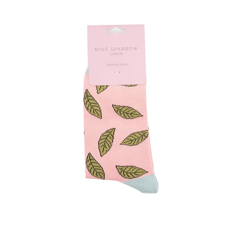 Miss Sparrow Leaves Socks in Dusky Pink 