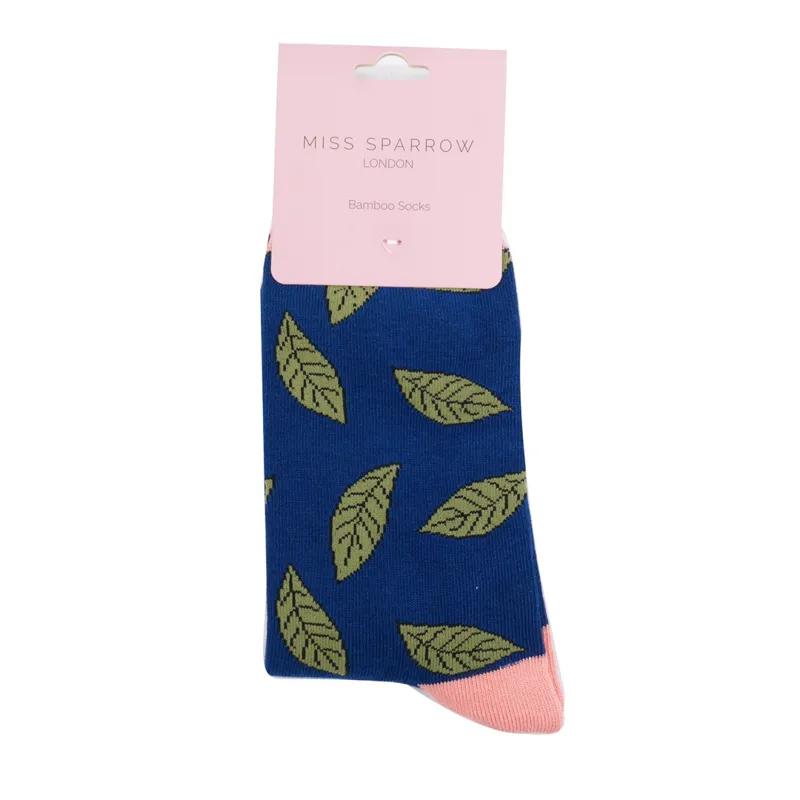 Miss Sparrow Leaves Socks in Navy