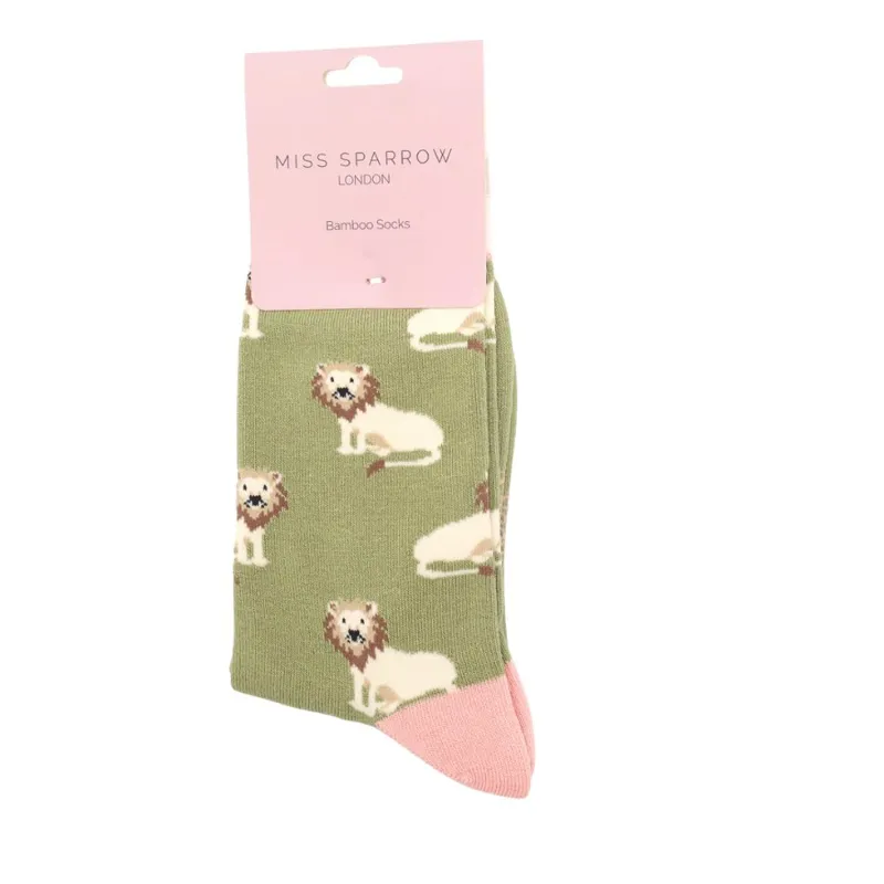 Miss Sparrow Lions Socks in Olive