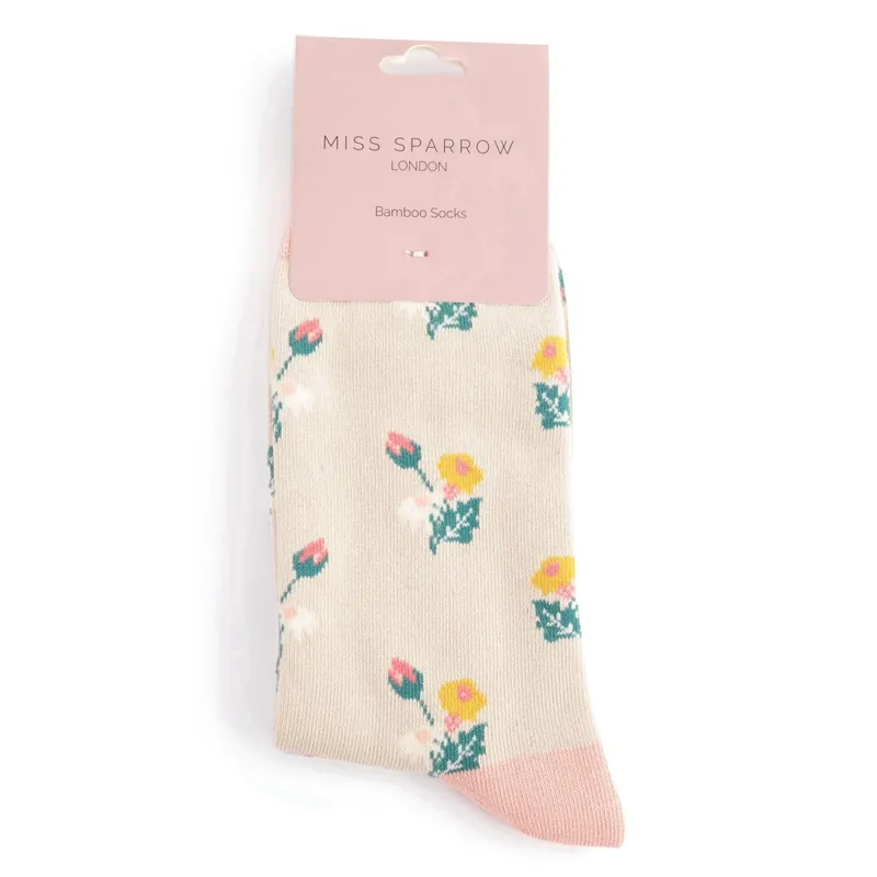 Miss Sparrow Mini Floral Socks in Silver