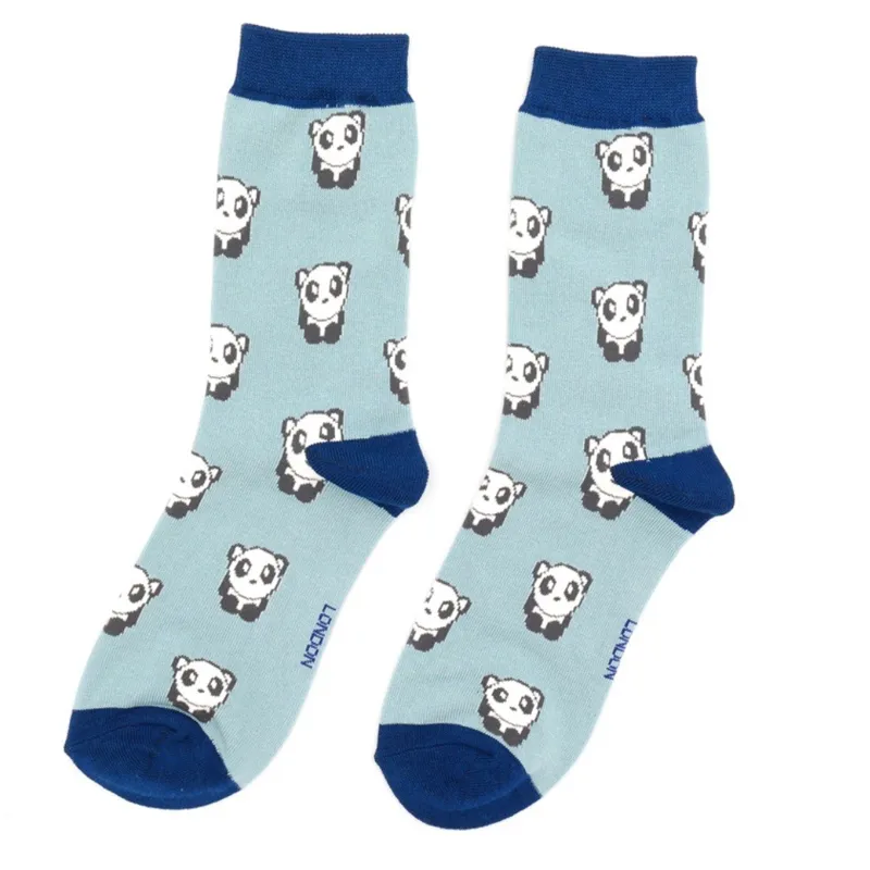 Miss Sparrow Pandas Socks in Duck Egg