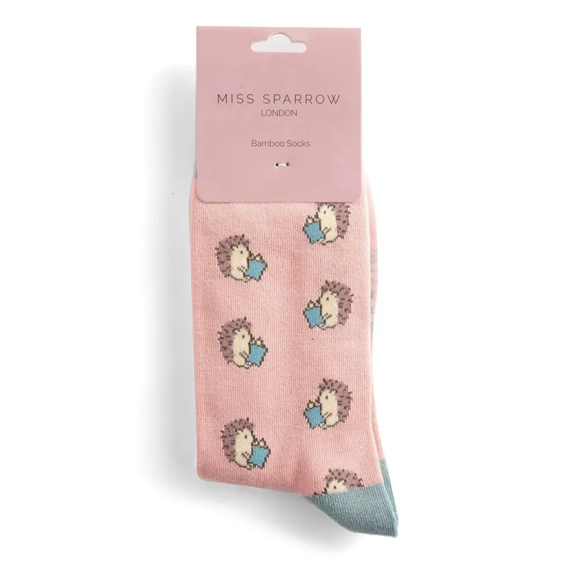 Miss Sparrow Reading Hedgehogs Socks in Duck Egg