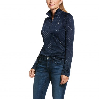 Ariat Ladies Sunstopper 1/4 Zip Navy Dot 