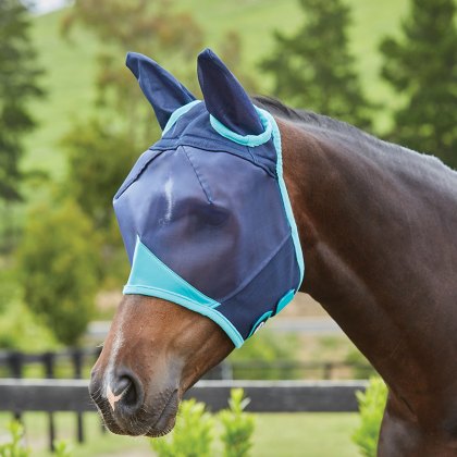 WeatherBeeta ComFiTec Fine Mesh Mask With Ears Navy/Turquoise