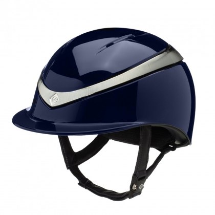 Charles Owen Halo Riding Hat Navy Gloss/Platinum