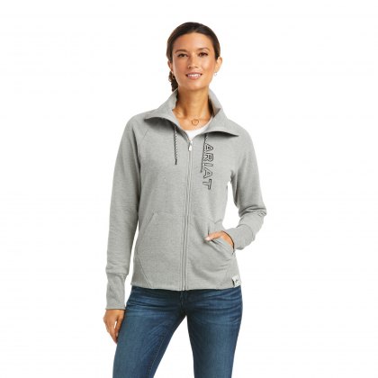 Ariat Ladies Team Logo Full Zip Sweatshirt Heather Grey 
