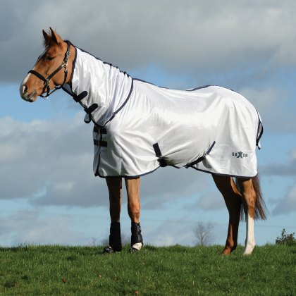 Saxon Mesh Combo Neck Fly Rug White/Navy