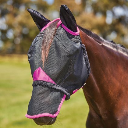 WeatherBeeta ComFiTec Deluxe Durable Mesh Mask with Ears and Nose Black/Purple