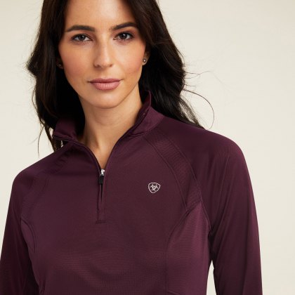 Ariat Ladies Sunstopper 1/4 Zip Baselayer Mulberry
