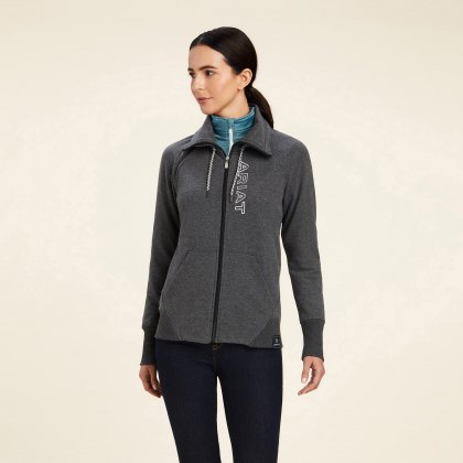 Ariat Ladies Team Logo Full Zip Sweatshirt Charcoal Grey