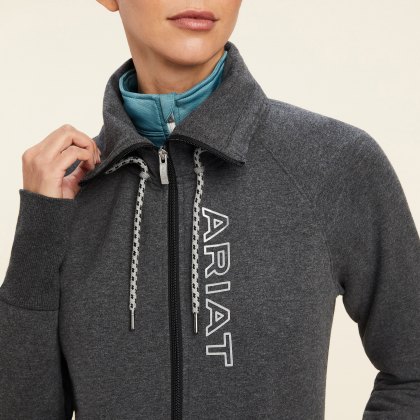 Ariat Ladies Team Logo Full Zip Sweatshirt Charcoal Grey