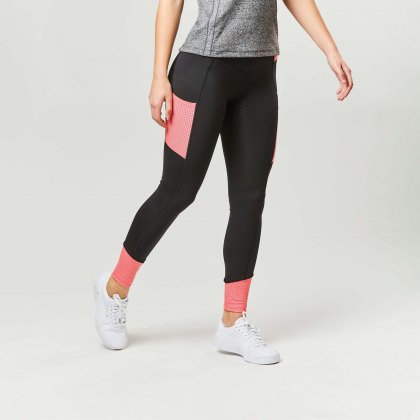 Dublin Power Performance Mid Rise Colour Block Tights Coral