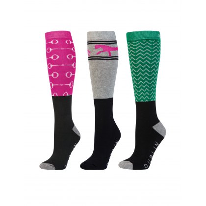 Dublin 3 Pack Socks Fuchsia Bits