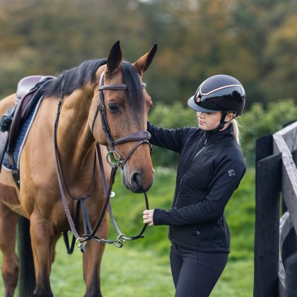 Charles Owen Kylo Riding Hat Sparkly Black Gloss/Rose Gold