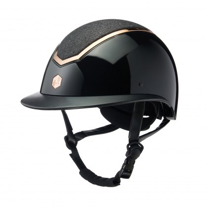 Charles Owen Kylo Riding Hat Wide Peak Sparkly Black Gloss/Rose Gold