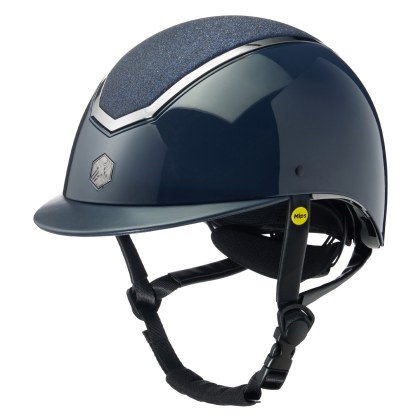 Charles Owen Kylo Riding Hat Navy Gloss/Pewter with MIPS