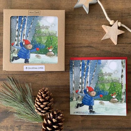 Alex Clark Christmas Skater Box Set of 8 Cards