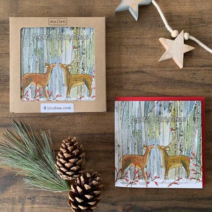 Alex Clark Christmas Deer Box Set of 8 Cards