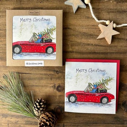 Alex Clark Christmas Red Car Box Set of 8 Cards