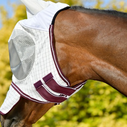 Weatherbeeta Hybrid Seasons Fly Mask White/Maroon