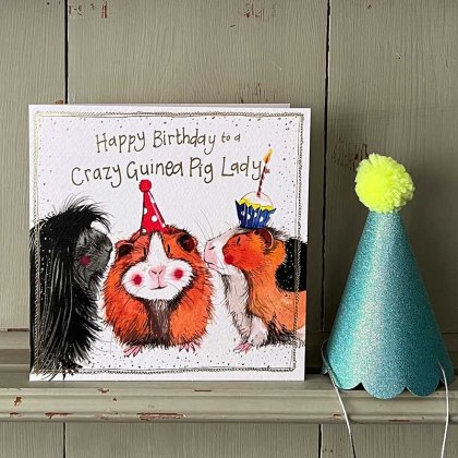 Alex Clark Crazy Guinea Pig Lady Birthday Card