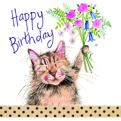 Alex Clark Cats & Bouquet Birthday Card