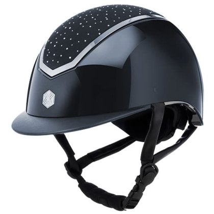 Charles Owen Kylo Riding Hat Navy Gloss/Silver Crystal With MIPS