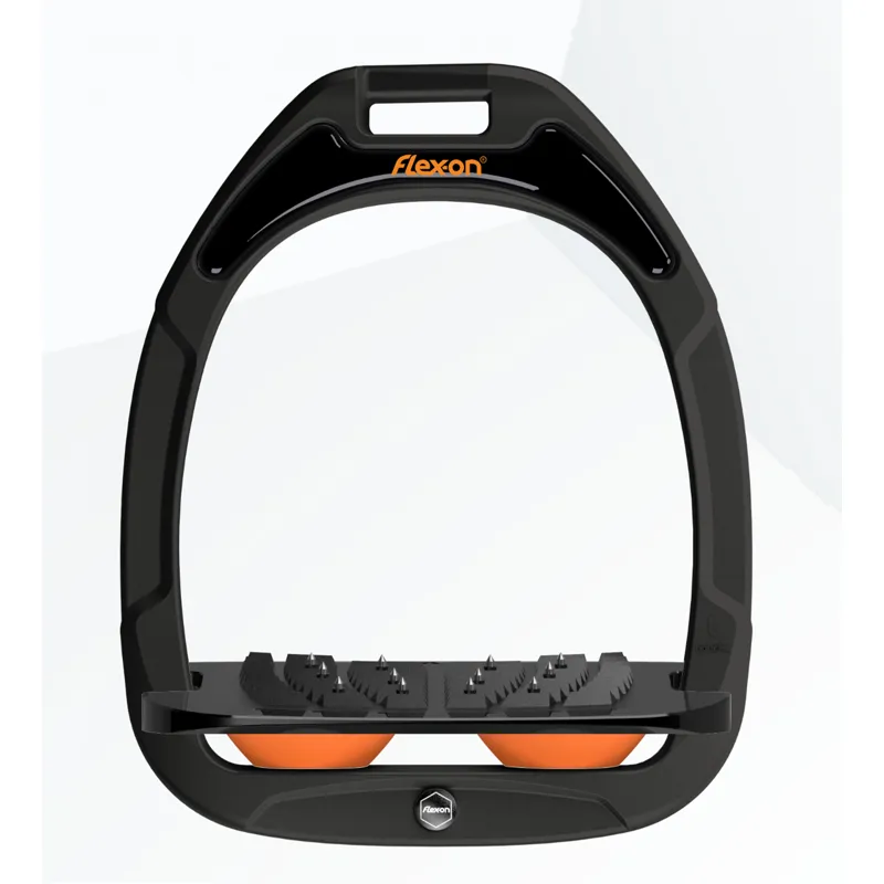 Flex-On Green Composite Inclined Ultra Grip Stirrups in Black/Black/Orange