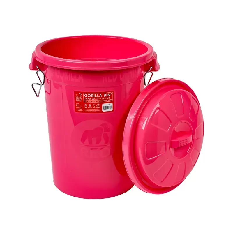 Red Gorilla Bin With Clip Lid 30L in Pink