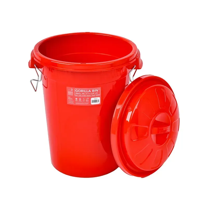 Red Gorilla Bin With Clip Lid 30L in Red