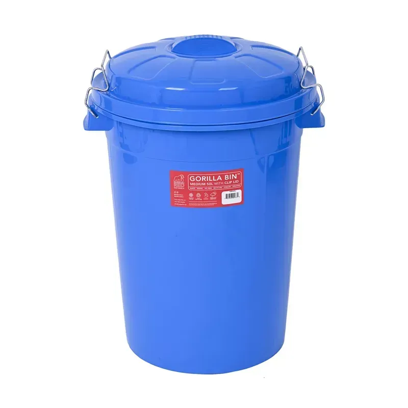 Red Gorilla Bin With Clip Lid 50L in Blue