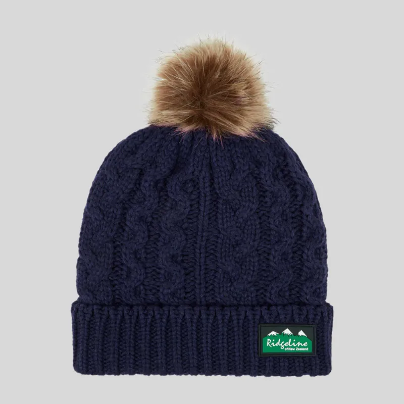 Ridgeline Nordic Fleck Bobble Hat in Navy