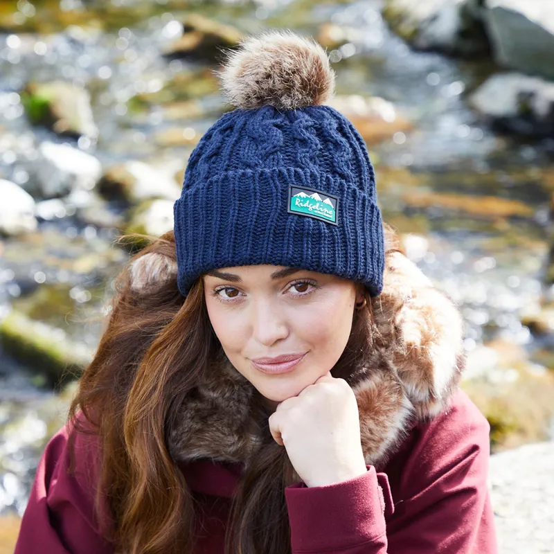 Ridgeline Nordic Fleck Bobble Hat in Navy-3