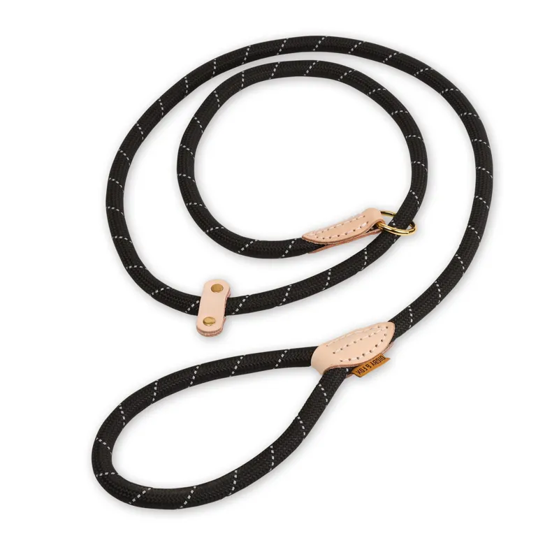 Shires Digby and Fox Reflective Slip Dog Lead in Black